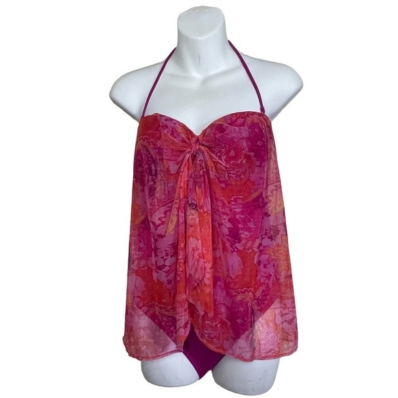 Lauren Ralph Lauren Calypso Flyaway One Piece Floral Swimsuit Size 8 - Picture 1 of 8